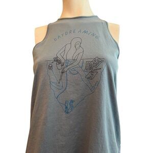 Patagonia Ladies XS Small Blue Tank Top Daydreaming Painting Hiking Outdoors